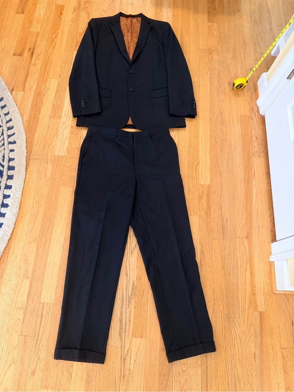 Men's Size 42L "Jos. A. Bank@ Black Two-Piece Suit with Copper Brown Lining GUC